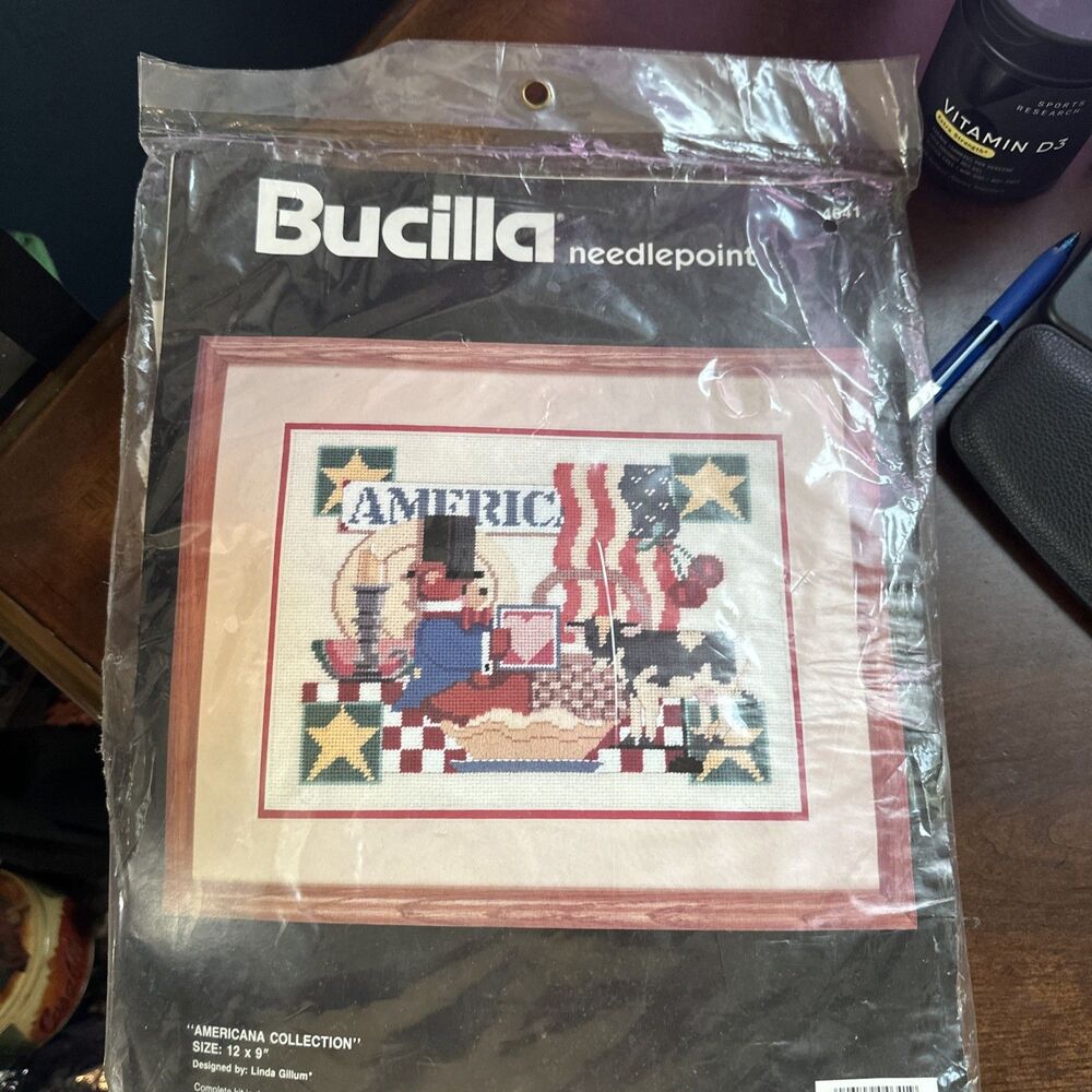 Bucilla Stamped Cross Stitch Kit Americana Collection 12X9 #4641